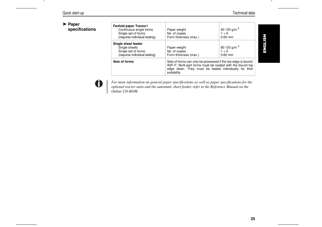 Tally Genicom T2280, T2265 manual Paper, Specifications 