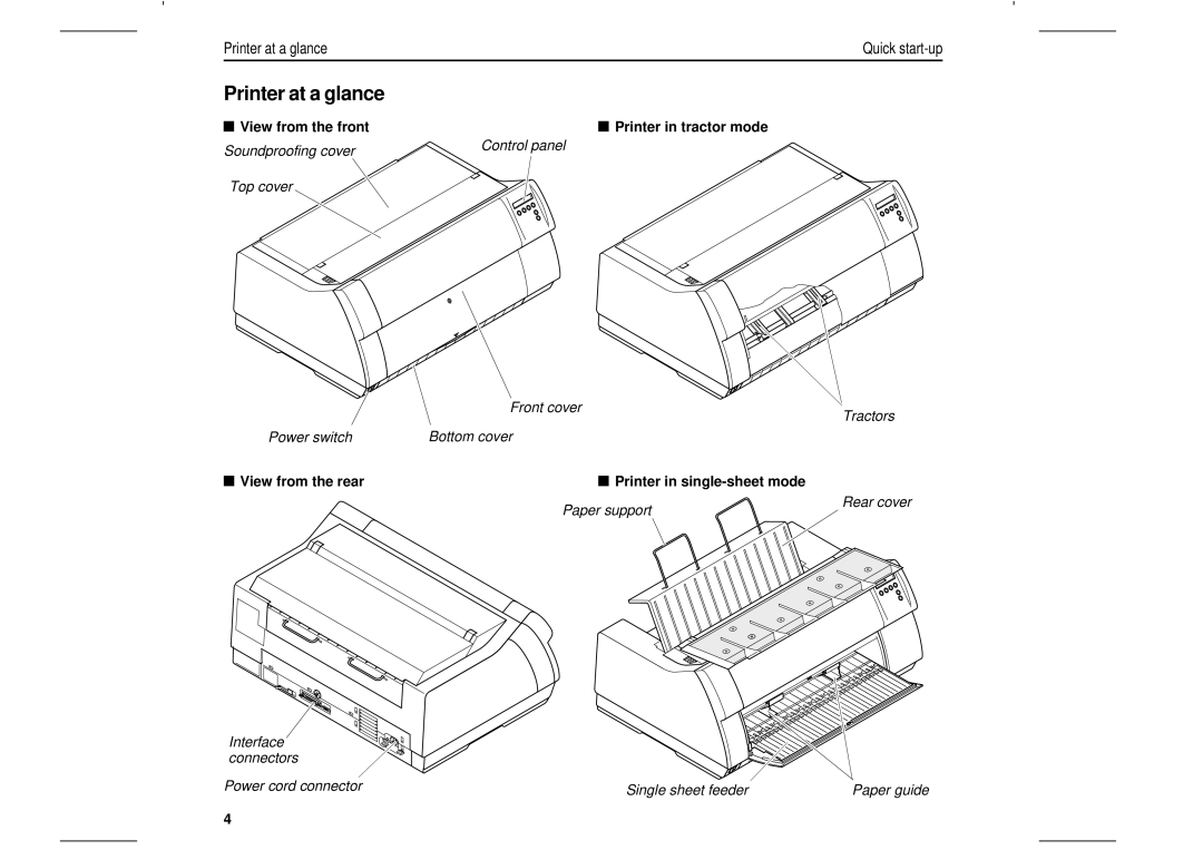 Tally Genicom T2265, T2280 manual Printer at a glance, View from the front Printer in tractor mode 