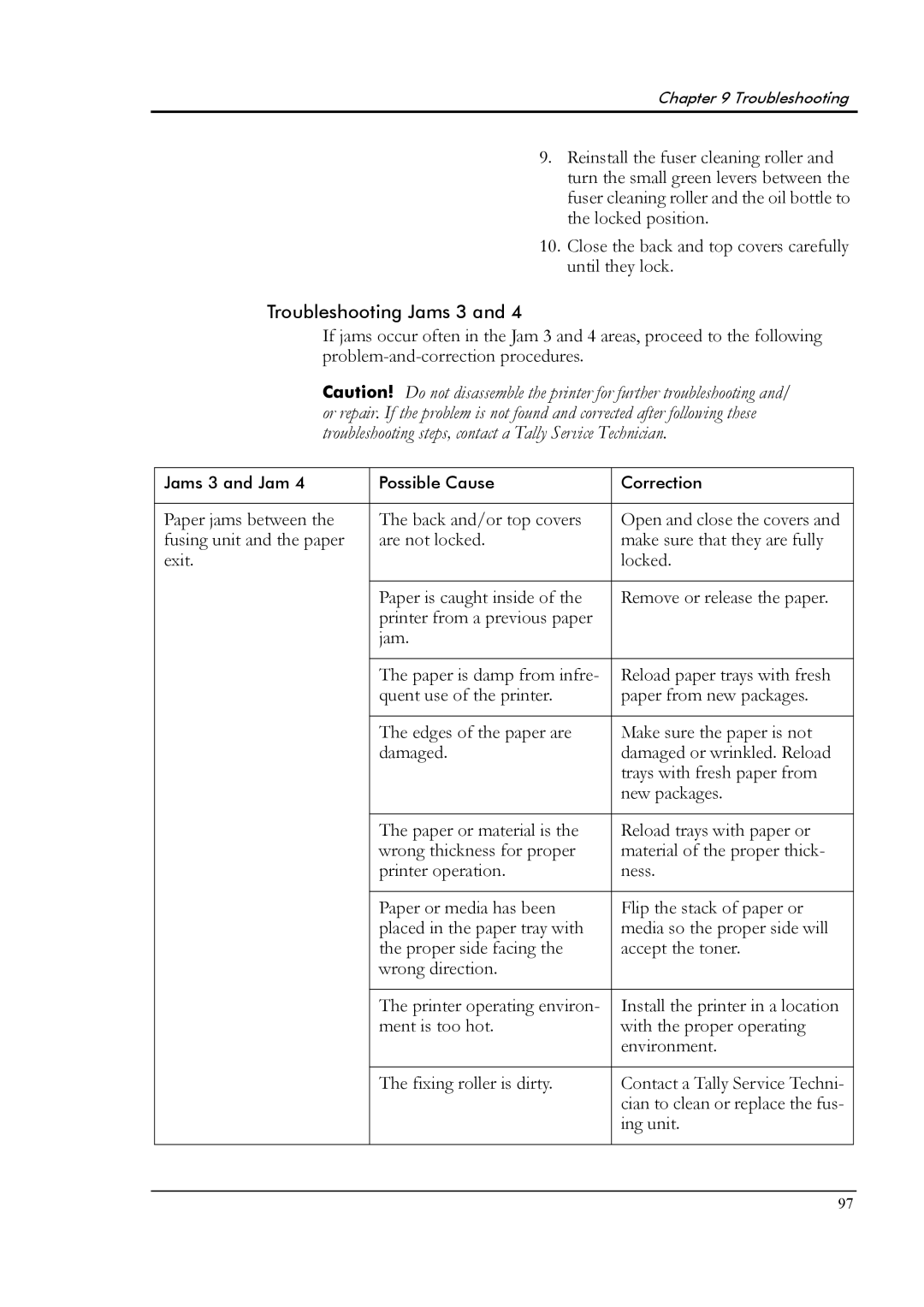 Tally Genicom T8006e manual Troubleshooting Jams 3 
