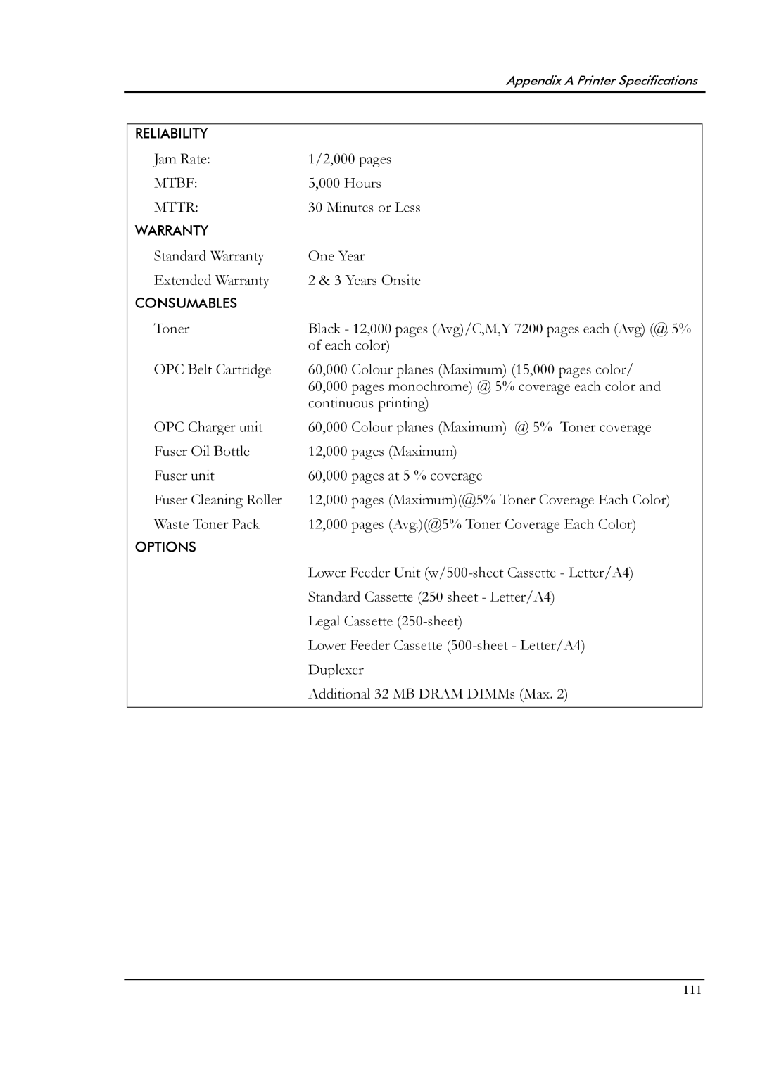 Tally Genicom T8006e manual Mtbf 