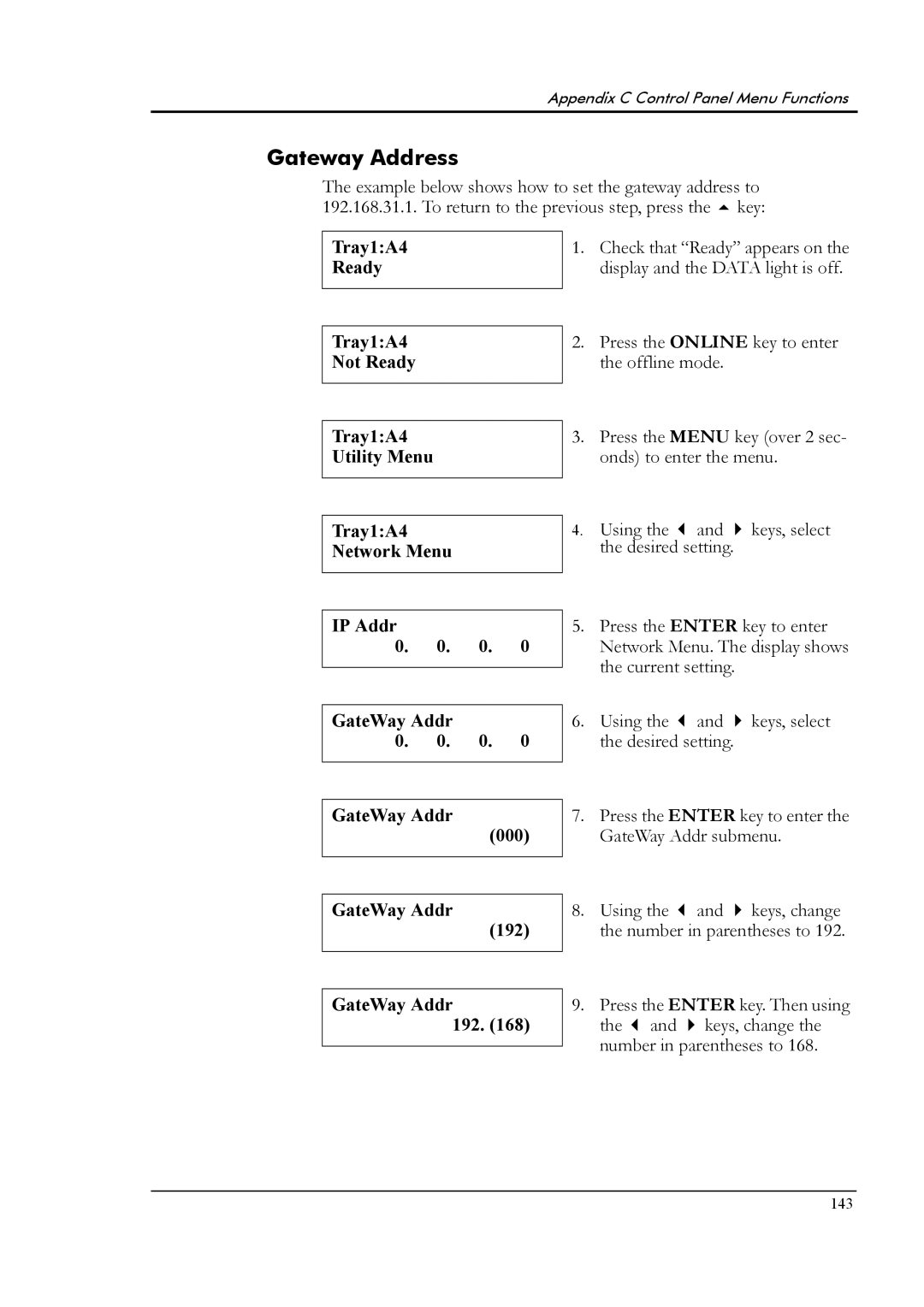 Tally Genicom T8006e manual Gateway Address 