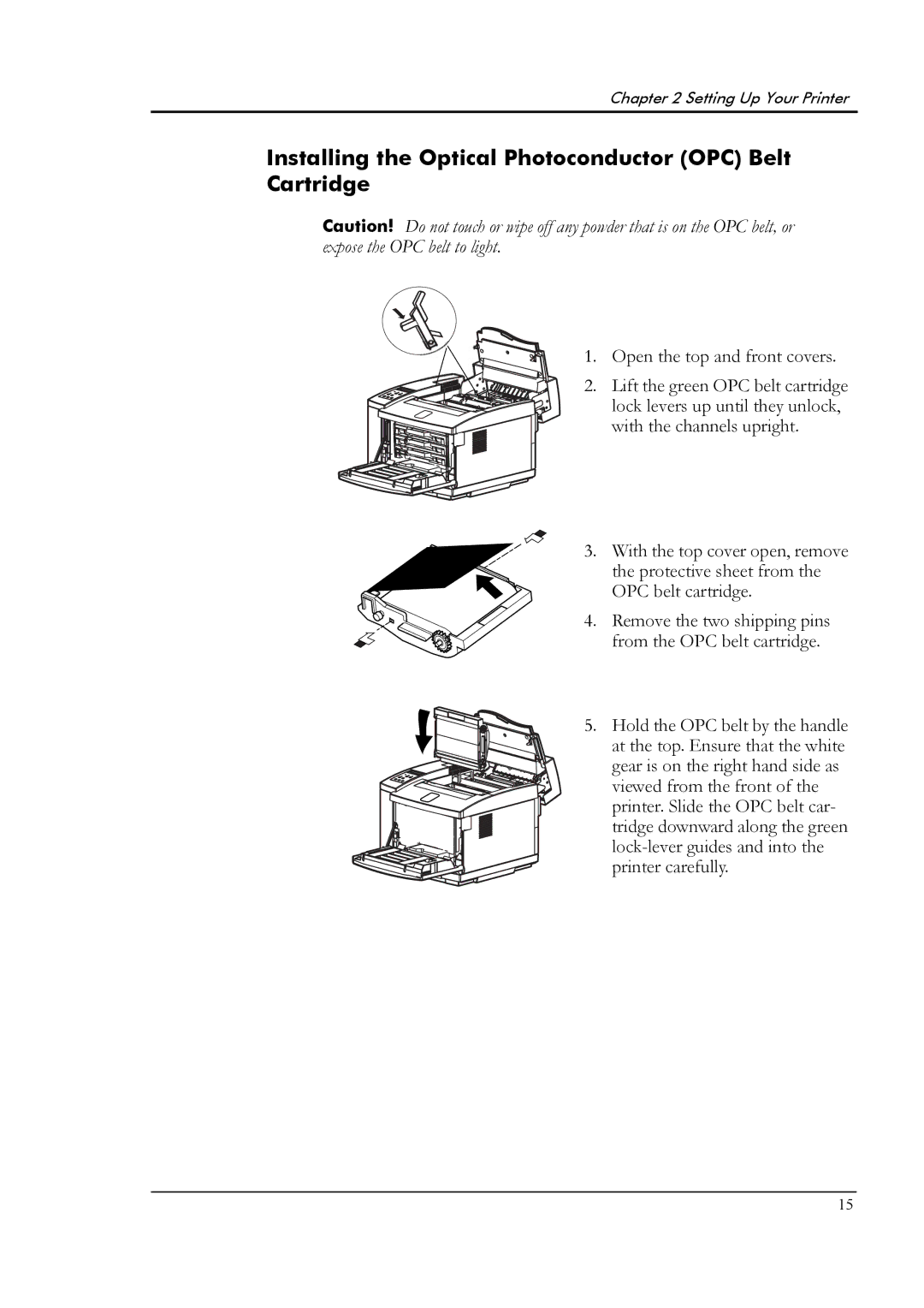 Tally Genicom T8006e manual Installing the Optical Photoconductor OPC Belt Cartridge 