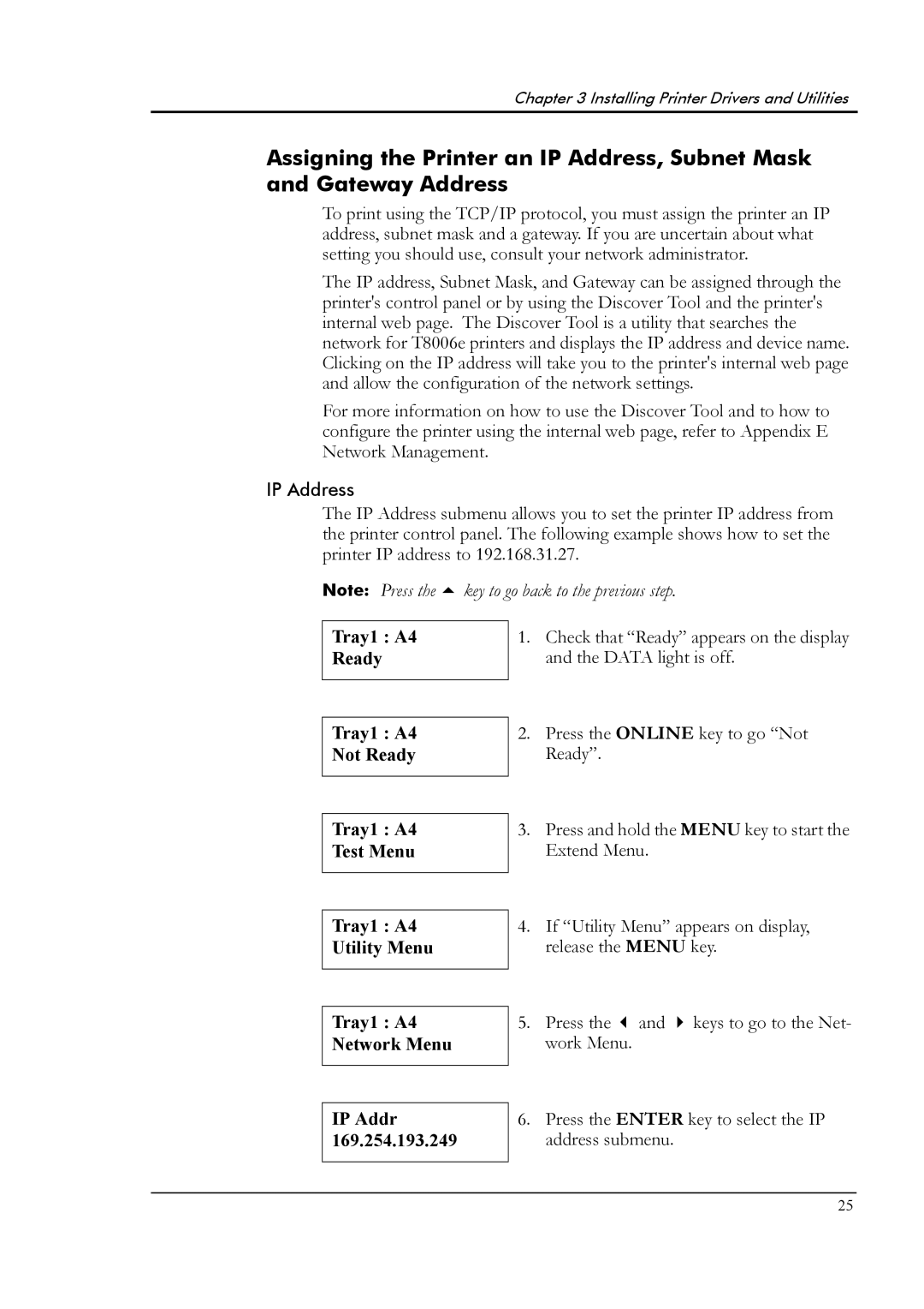 Tally Genicom T8006e manual IP Address 