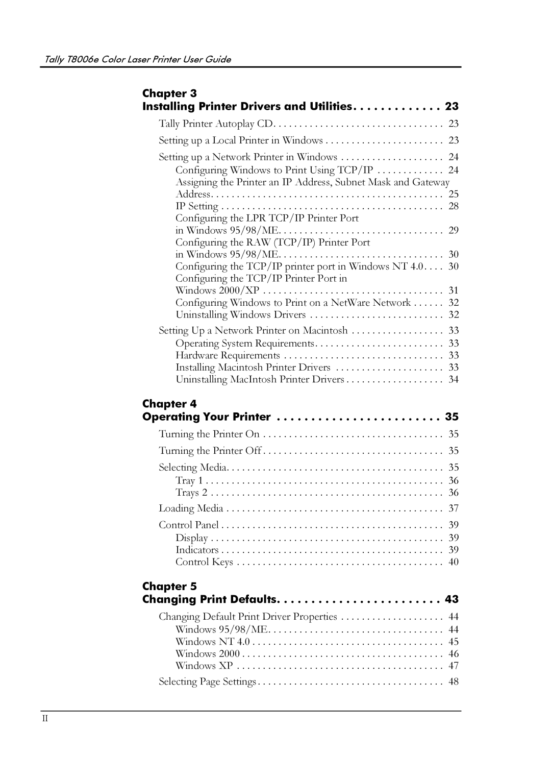 Tally Genicom T8006e manual Chapter Installing Printer Drivers and Utilities 