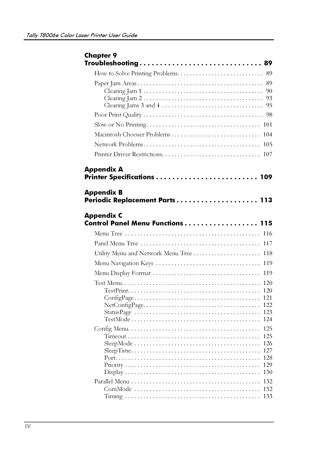 Tally Genicom T8006e manual Chapter Troubleshooting 