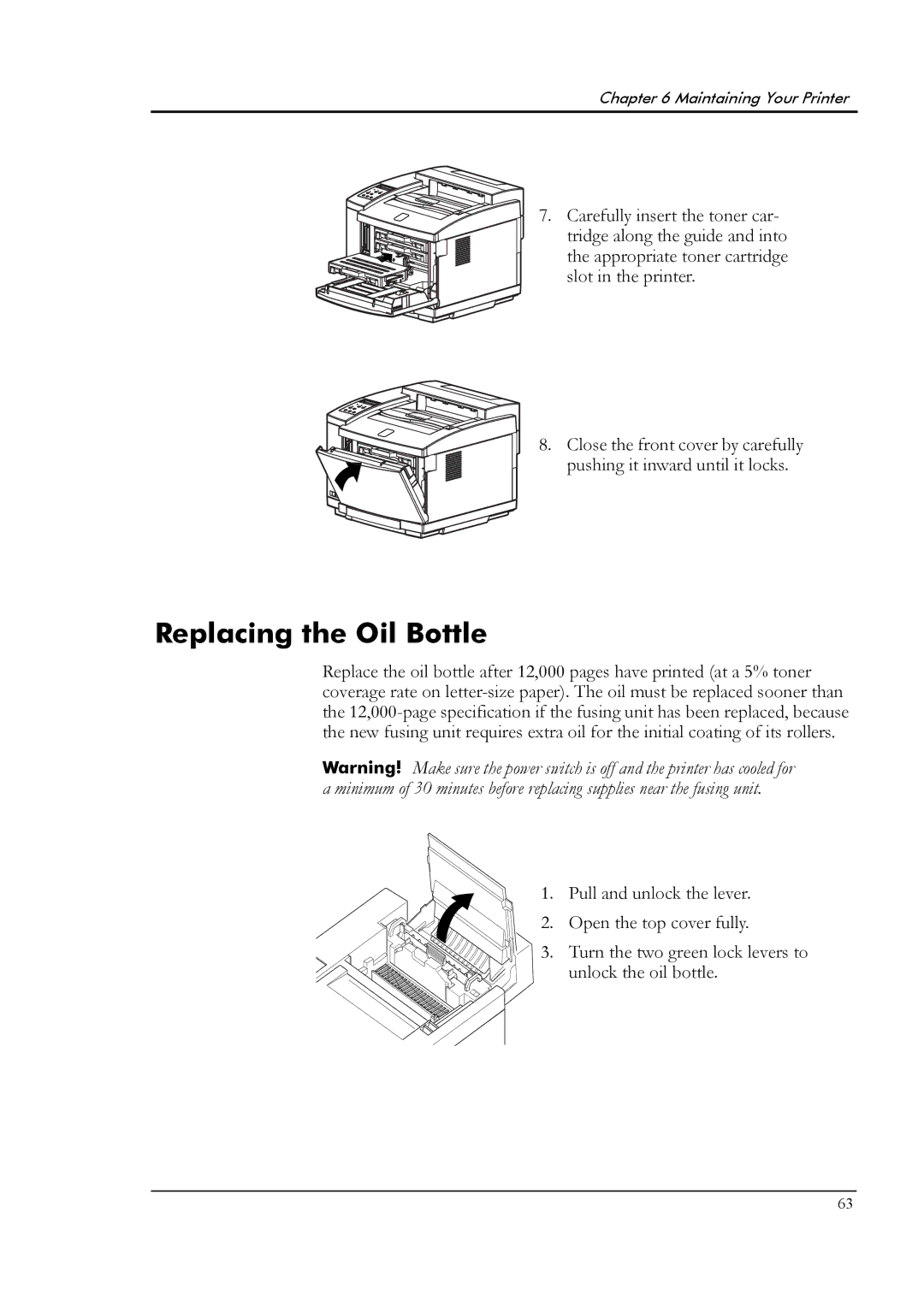 Tally Genicom T8006e manual Replacing the Oil Bottle 