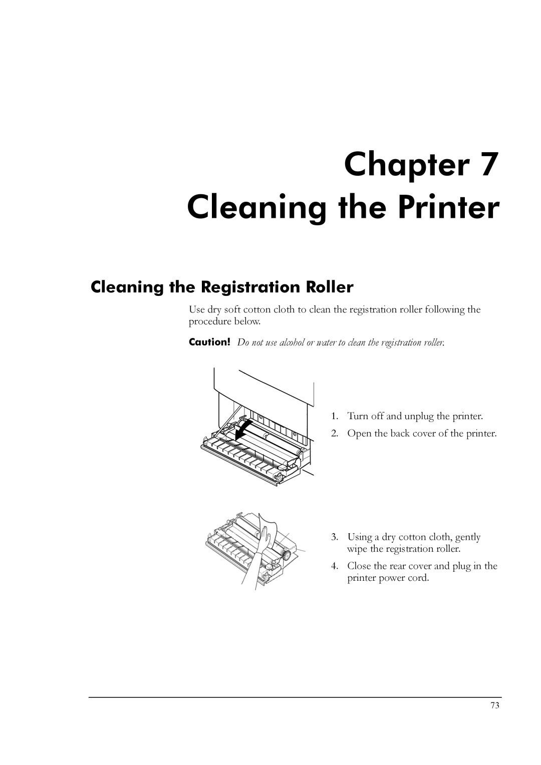 Tally Genicom T8006e manual Cleaning the Printer, Cleaning the Registration Roller 