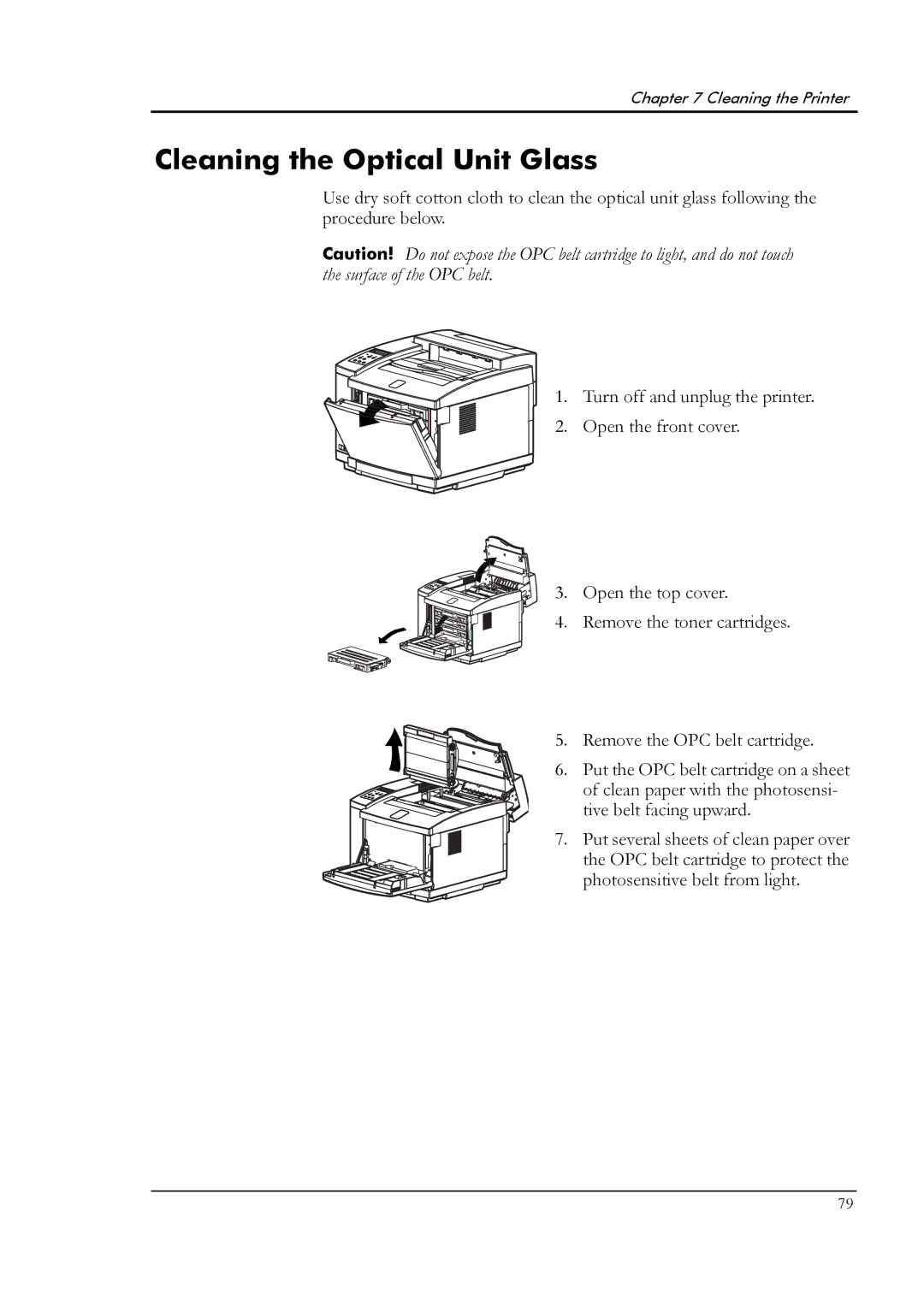 Tally Genicom T8006e manual Cleaning the Optical Unit Glass 