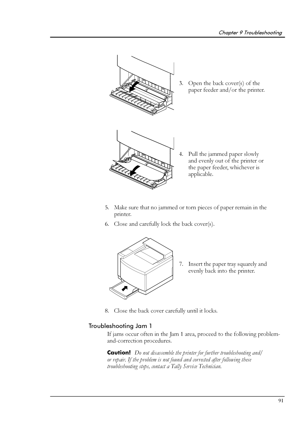 Tally Genicom T8006e manual Troubleshooting Jam 