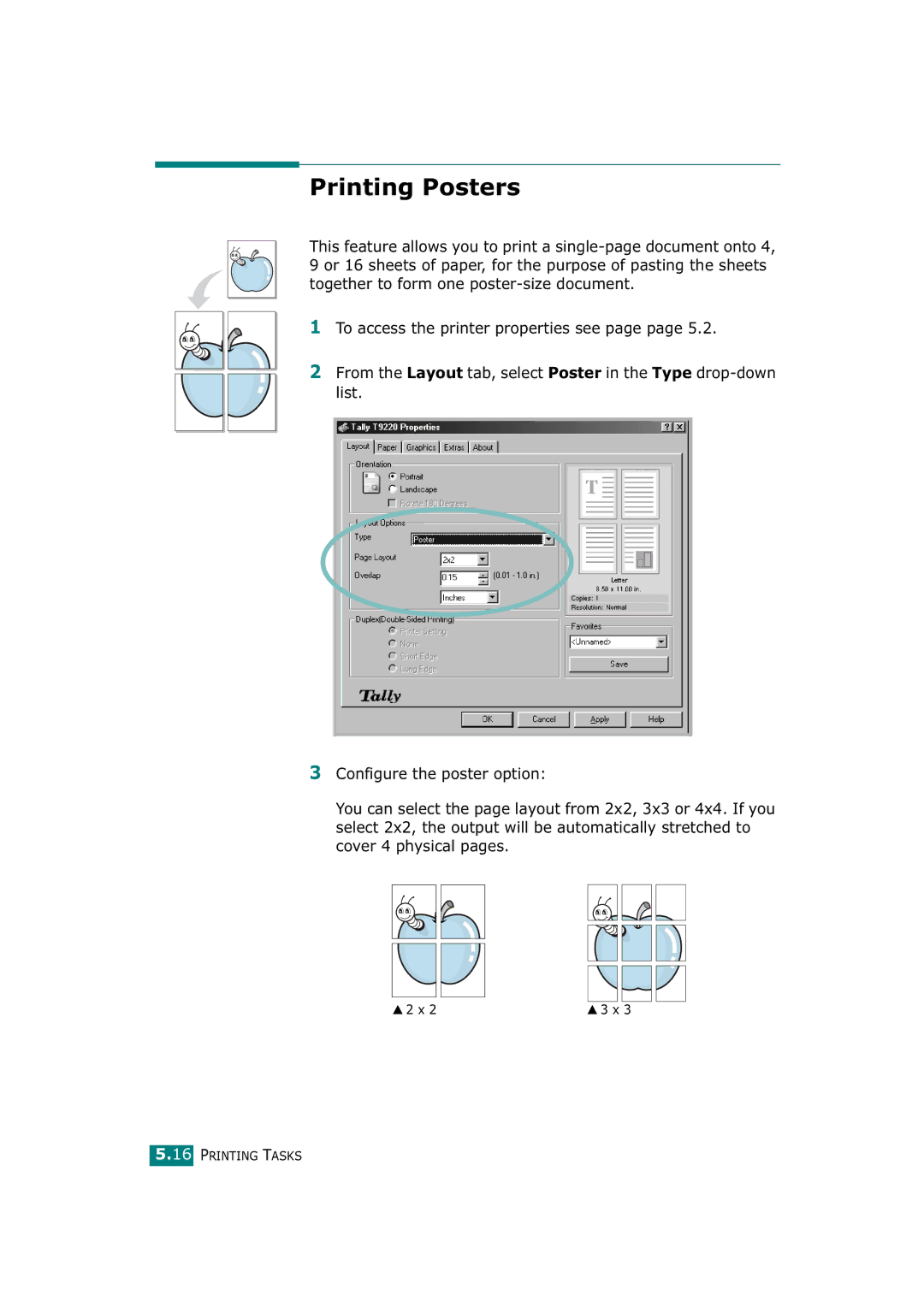 Tally Genicom T9220 manual Printing Posters 