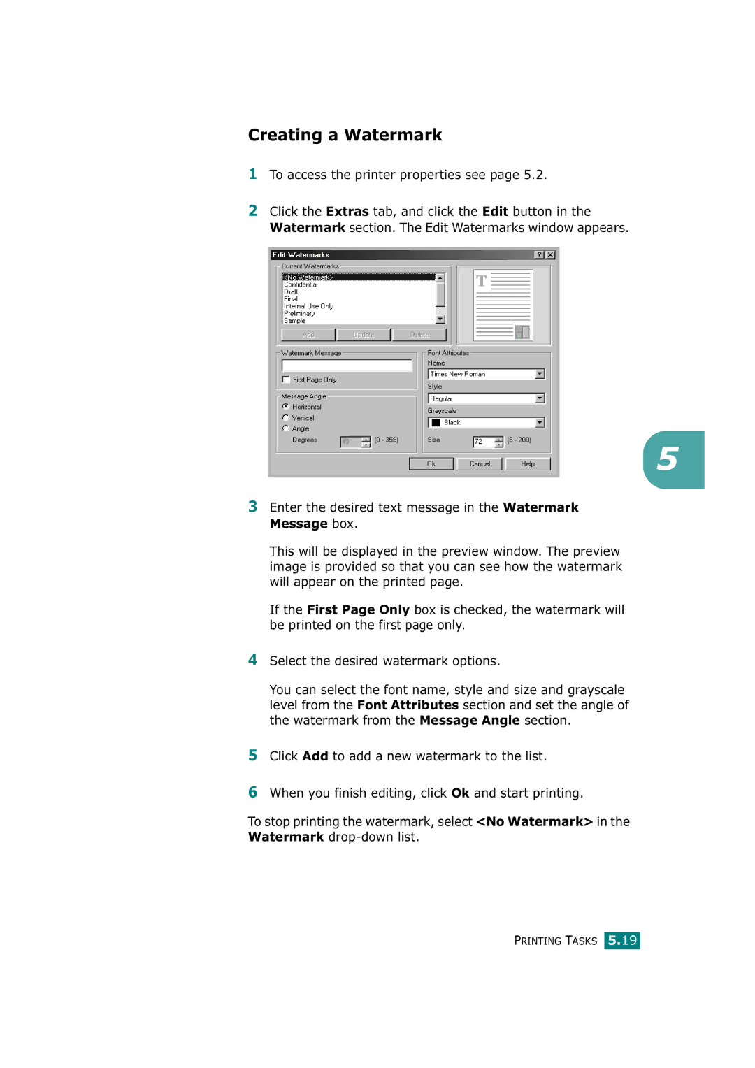 Tally Genicom T9220 manual Creating a Watermark 