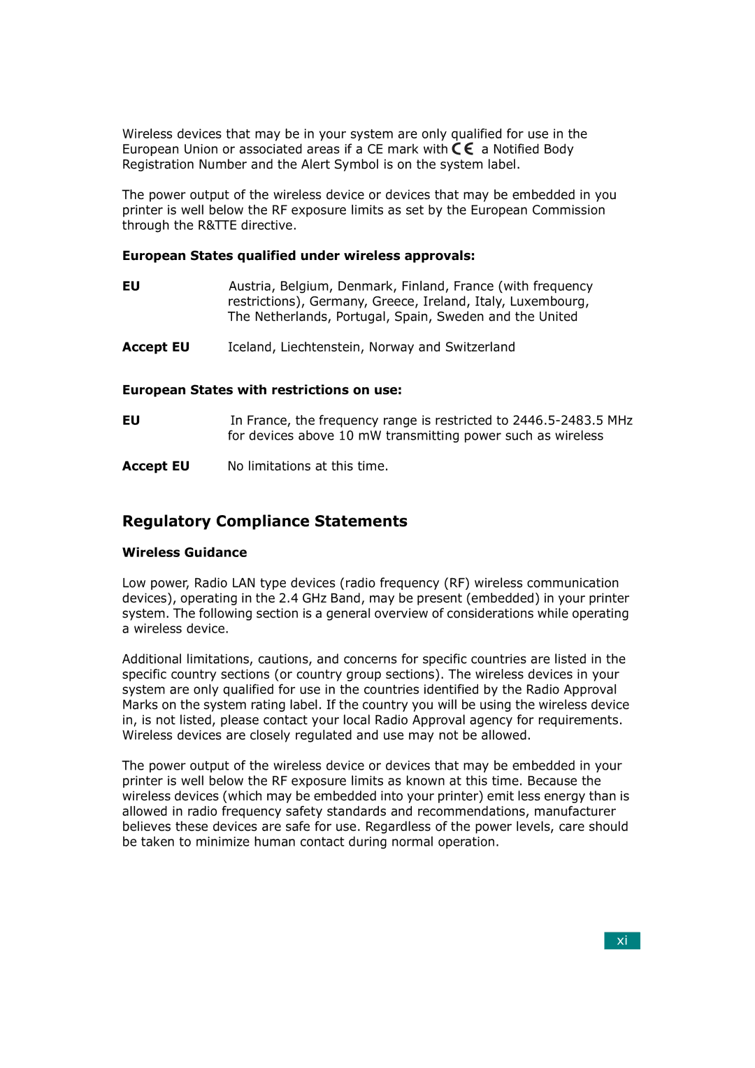 Tally Genicom T9220 manual Regulatory Compliance Statements 