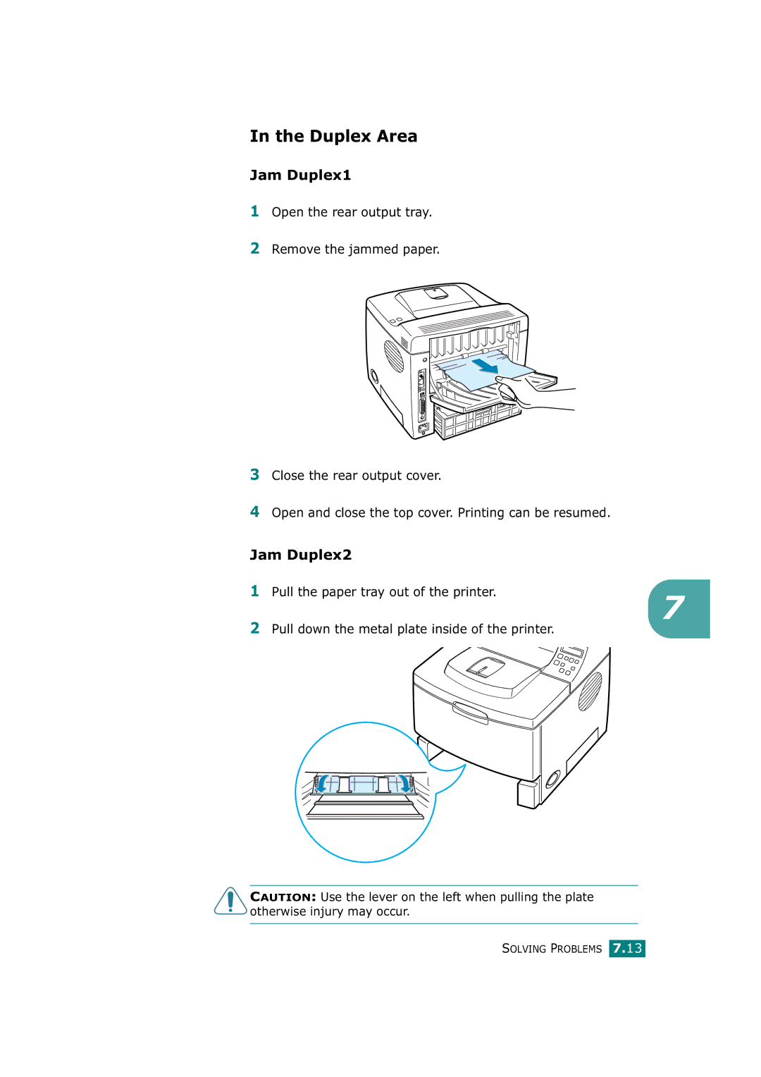 Tally Genicom T9220 manual Duplex Area, Jam Duplex1, Jam Duplex2 