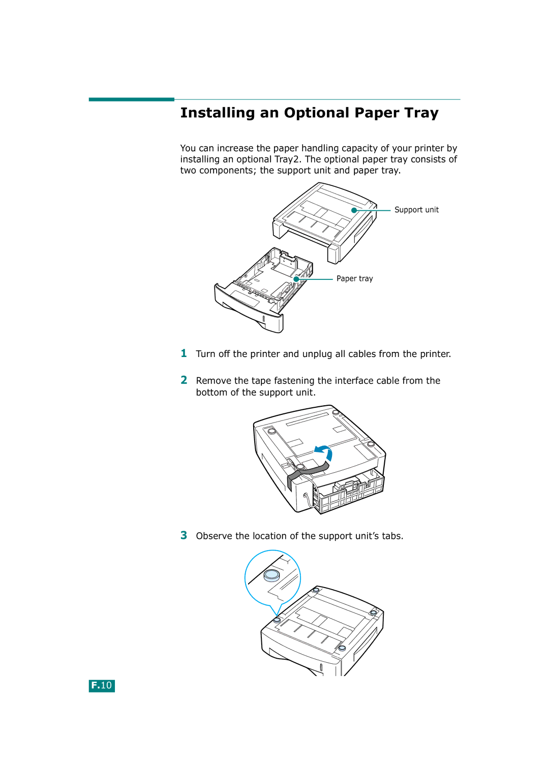 Tally Genicom T9220 manual Installing an Optional Paper Tray 