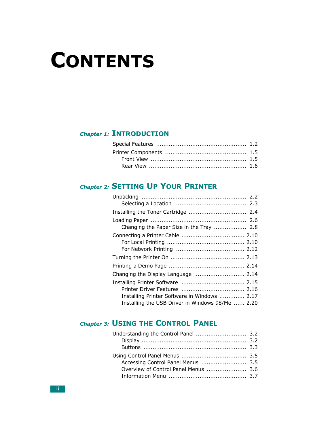 Tally Genicom T9220 manual Contents 