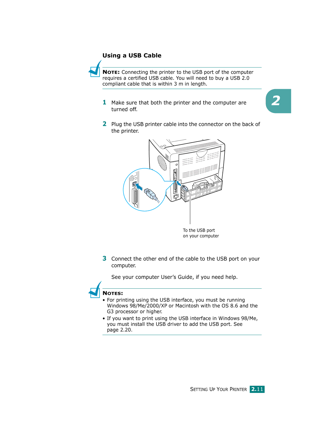 Tally Genicom T9220 manual Using a USB Cable 