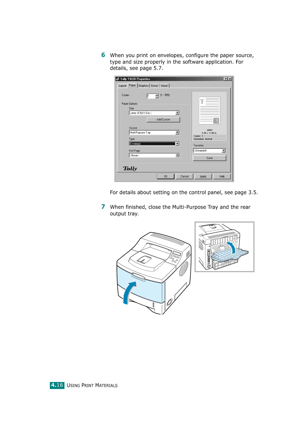 Tally Genicom T9220 manual Using Print Materials 