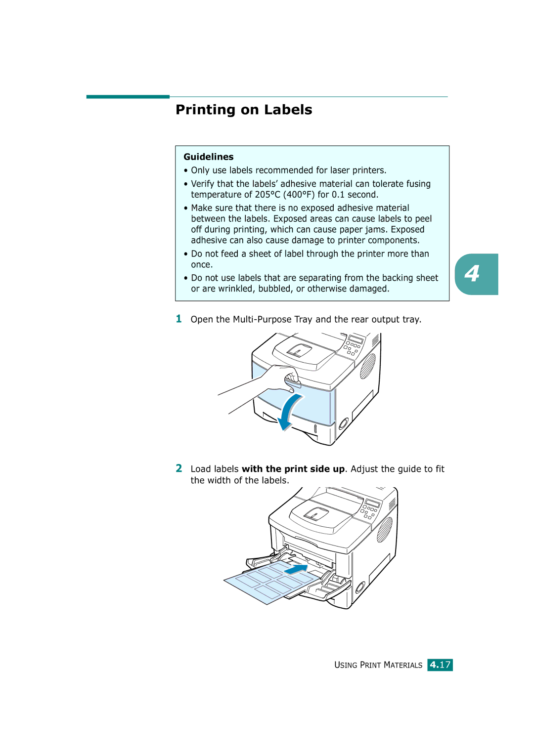 Tally Genicom T9220 manual Printing on Labels 