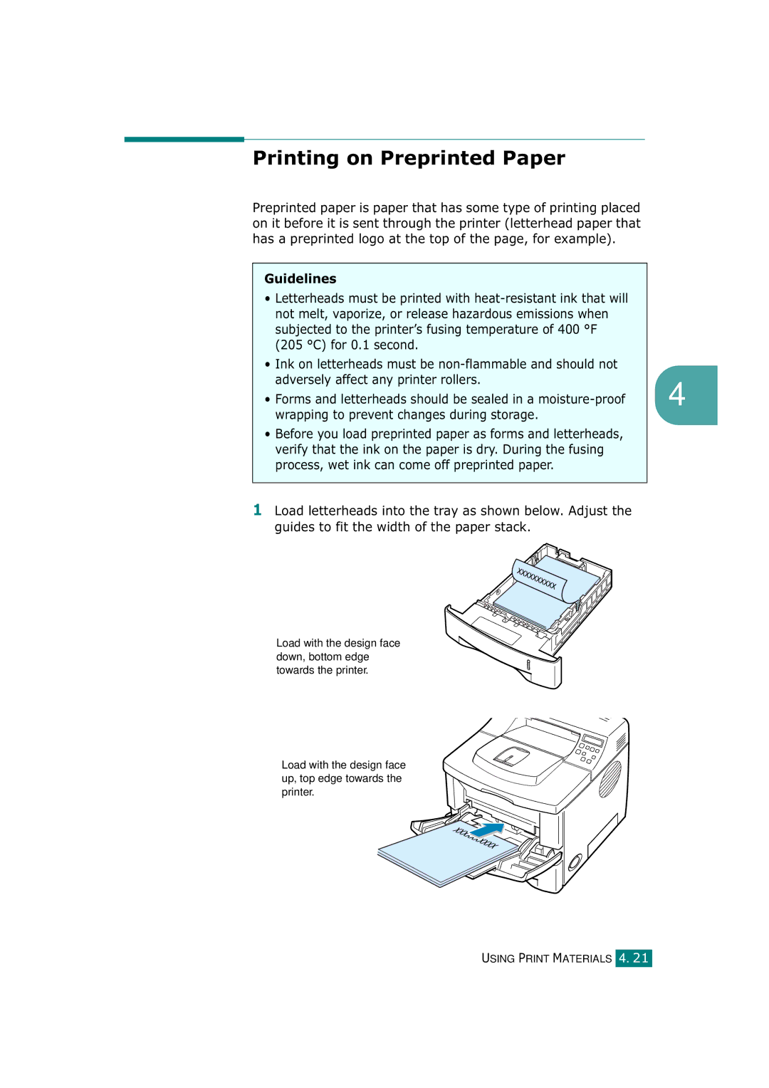 Tally Genicom T9220 manual Printing on Preprinted Paper 