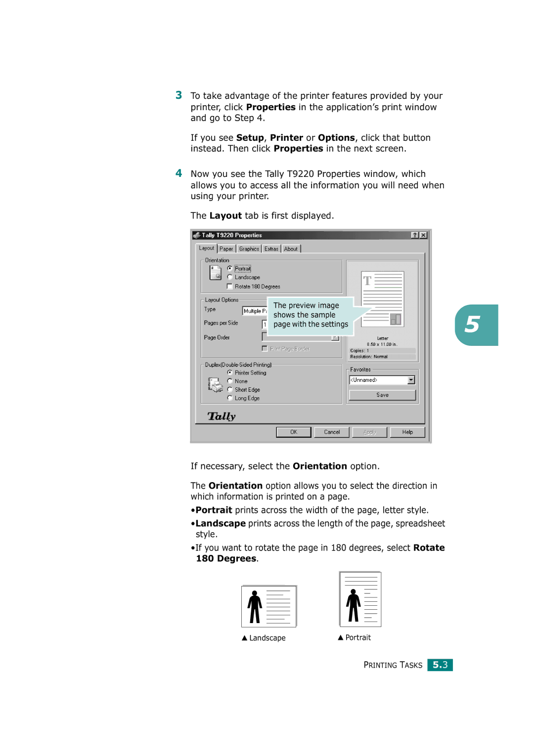 Tally Genicom T9220 manual Preview image Shows the sample With the settings 