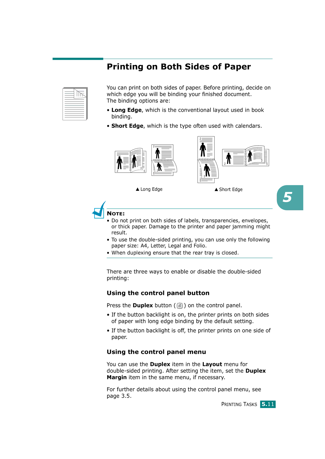 Tally Genicom T9220 manual Printing on Both Sides of Paper 