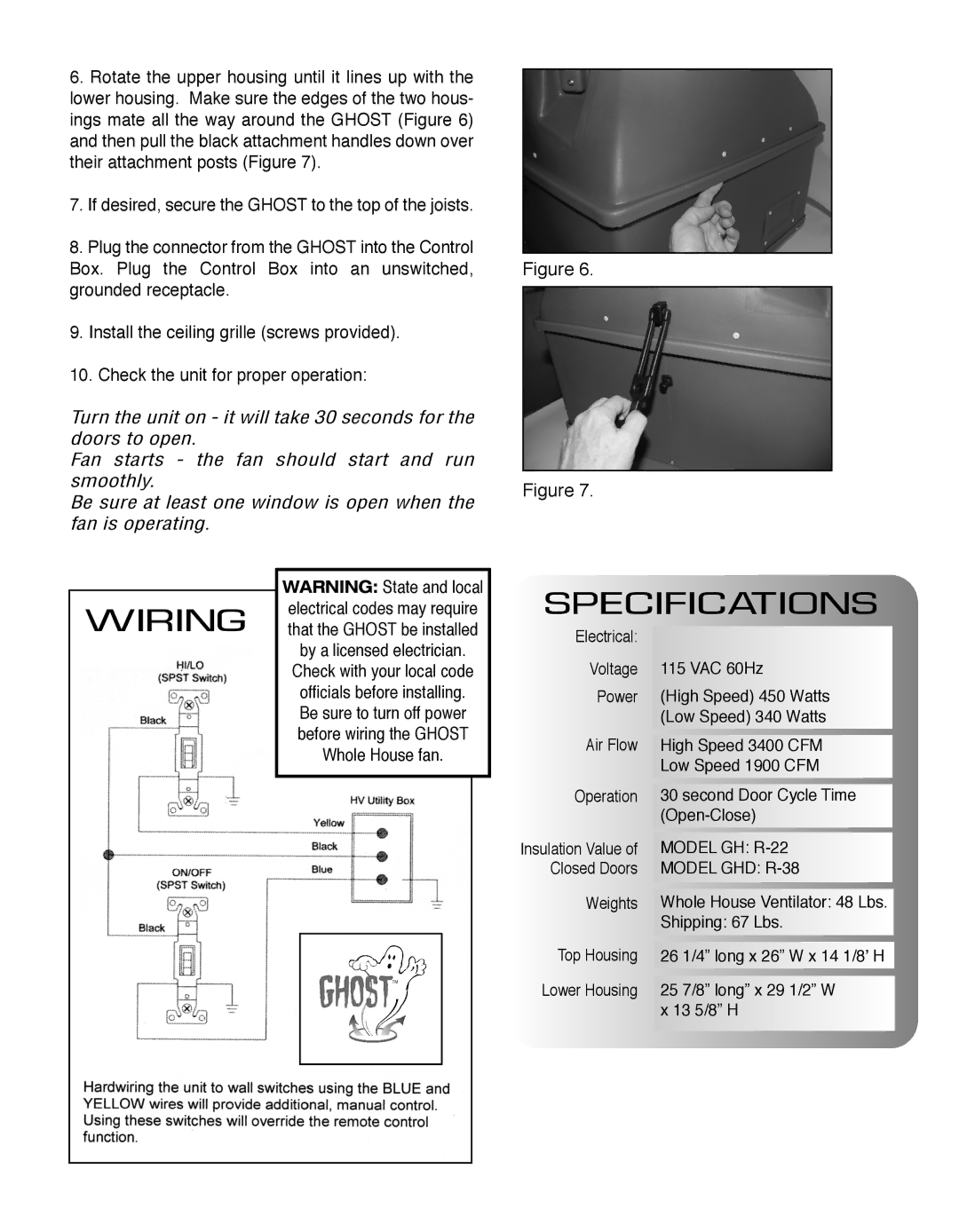 Tamarack Technologies GH.02 manual Wiring SpecificationS 