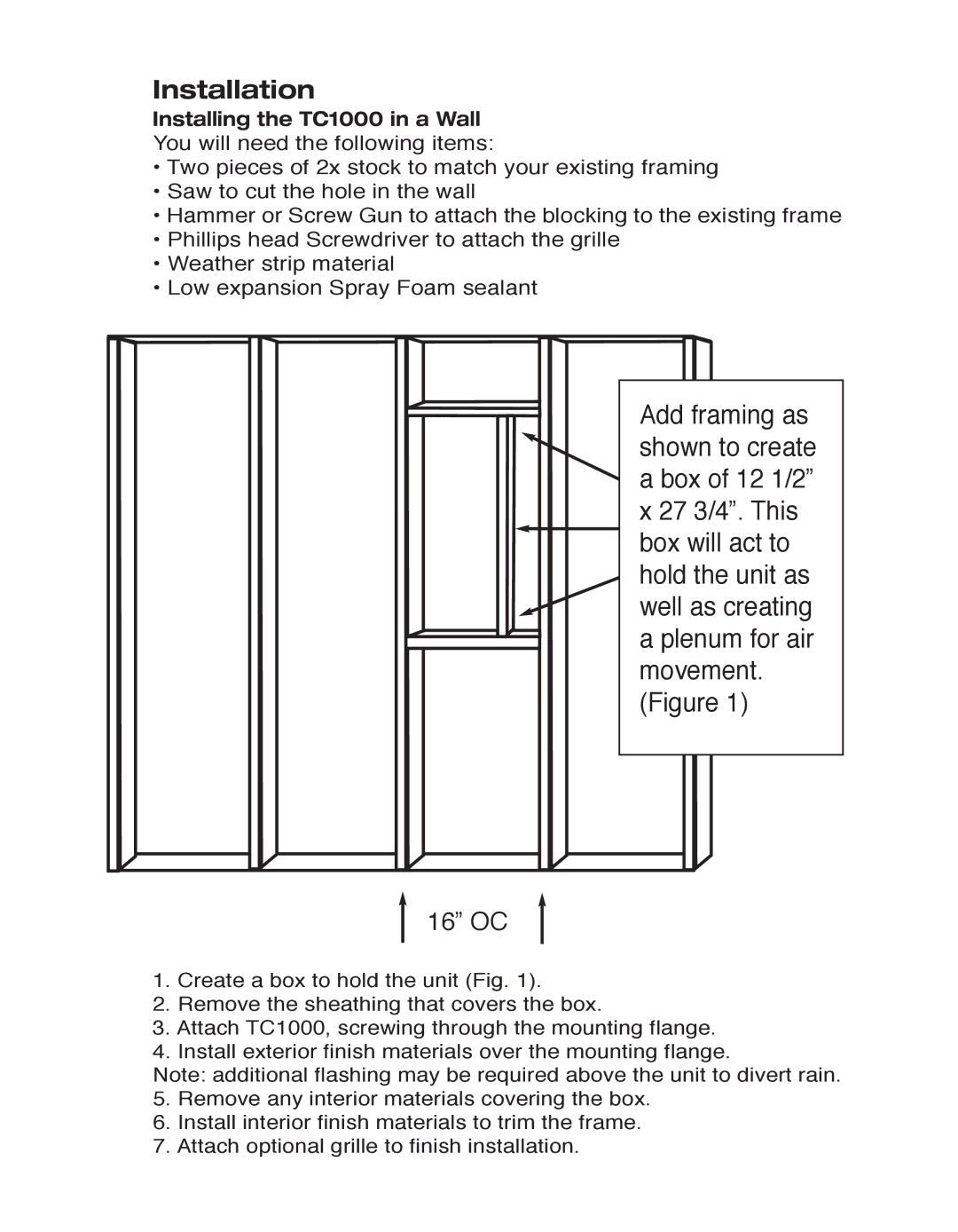 Tamarack Technologies TC1000 manual Installation 