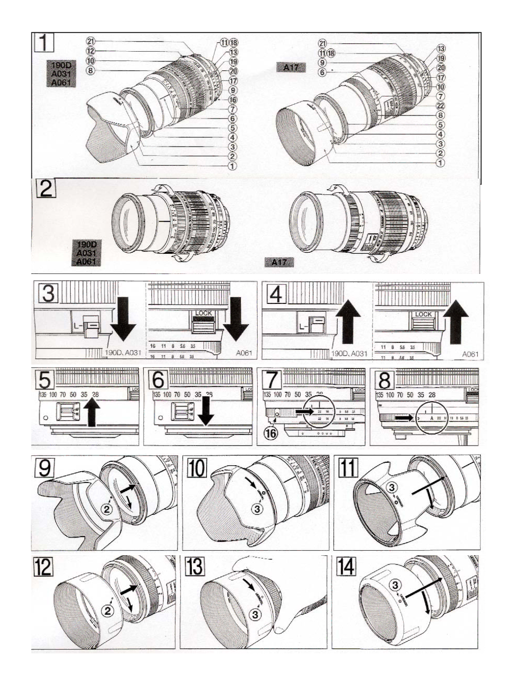 Tamron AF017M700, AF017NII700, AF017C700, AF017P700 owner manual 