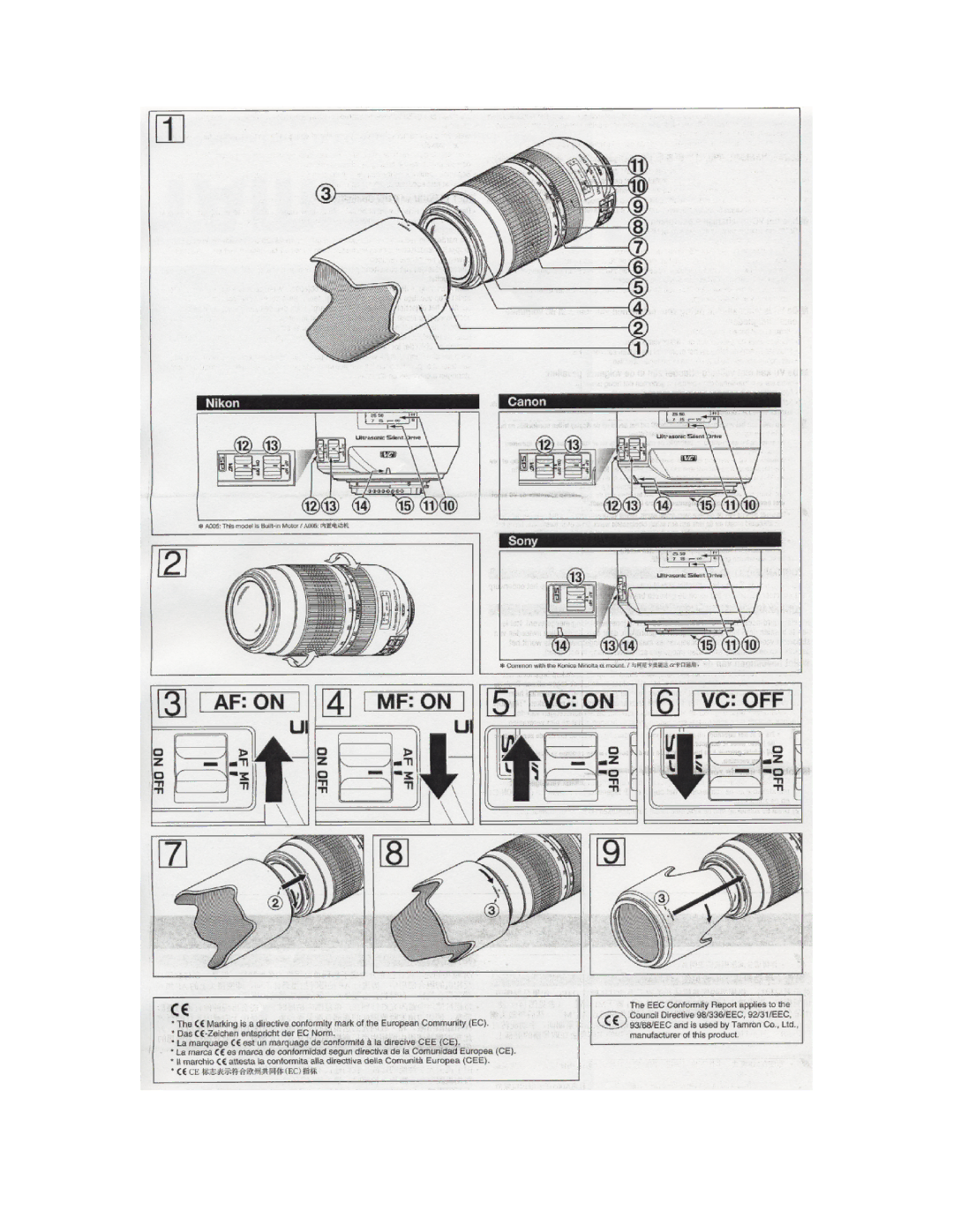 Tamron AFA005C700, AFA005S00, AFA005NII700 owner manual 