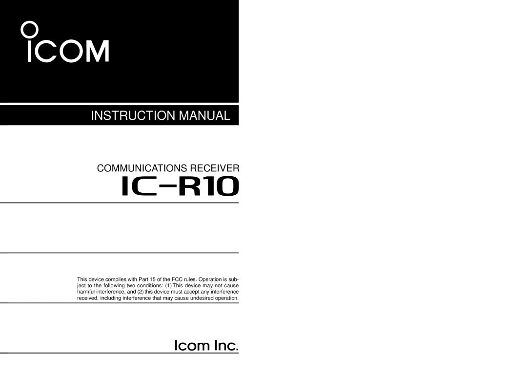 Tamron IC-R10 instruction manual IR10 