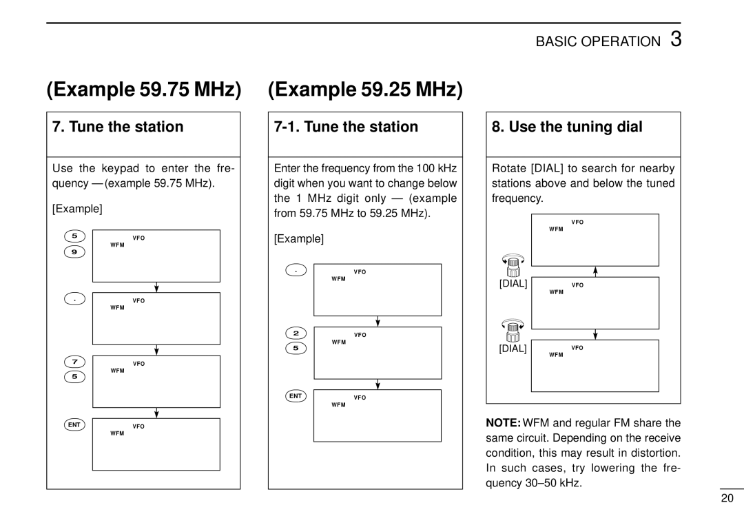 Tamron IC-R10 instruction manual Example 59.75 MHz, Example 59.25 MHz, Tune the station, Use the tuning dial 