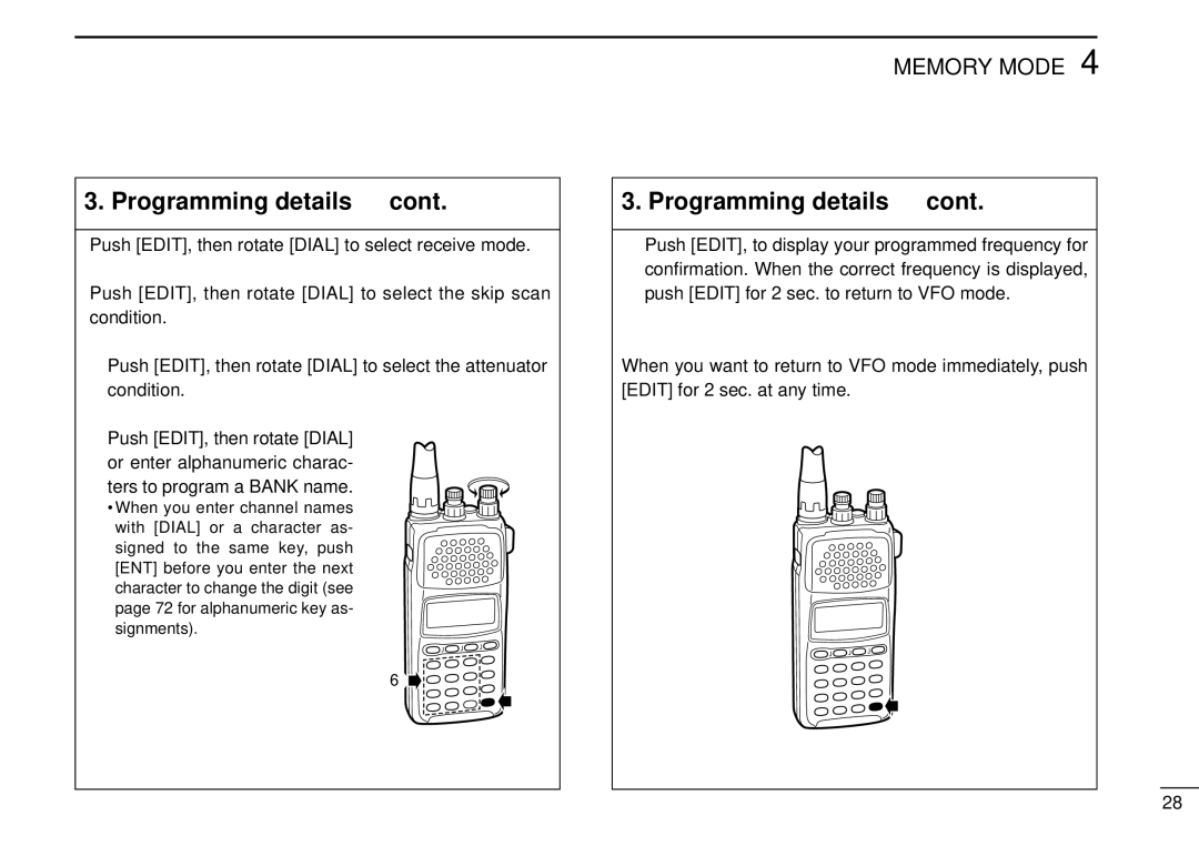 Tamron IC-R10 instruction manual Programming details 