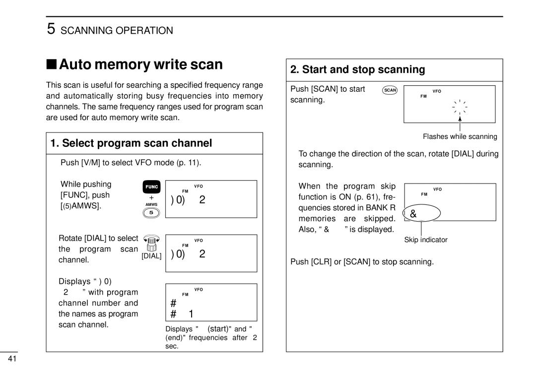 Tamron IC-R10 instruction manual Auto memory write scan 