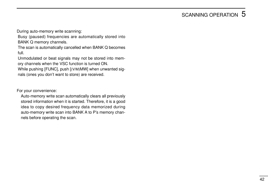 Tamron IC-R10 instruction manual During auto-memory write scanning, For your convenience 