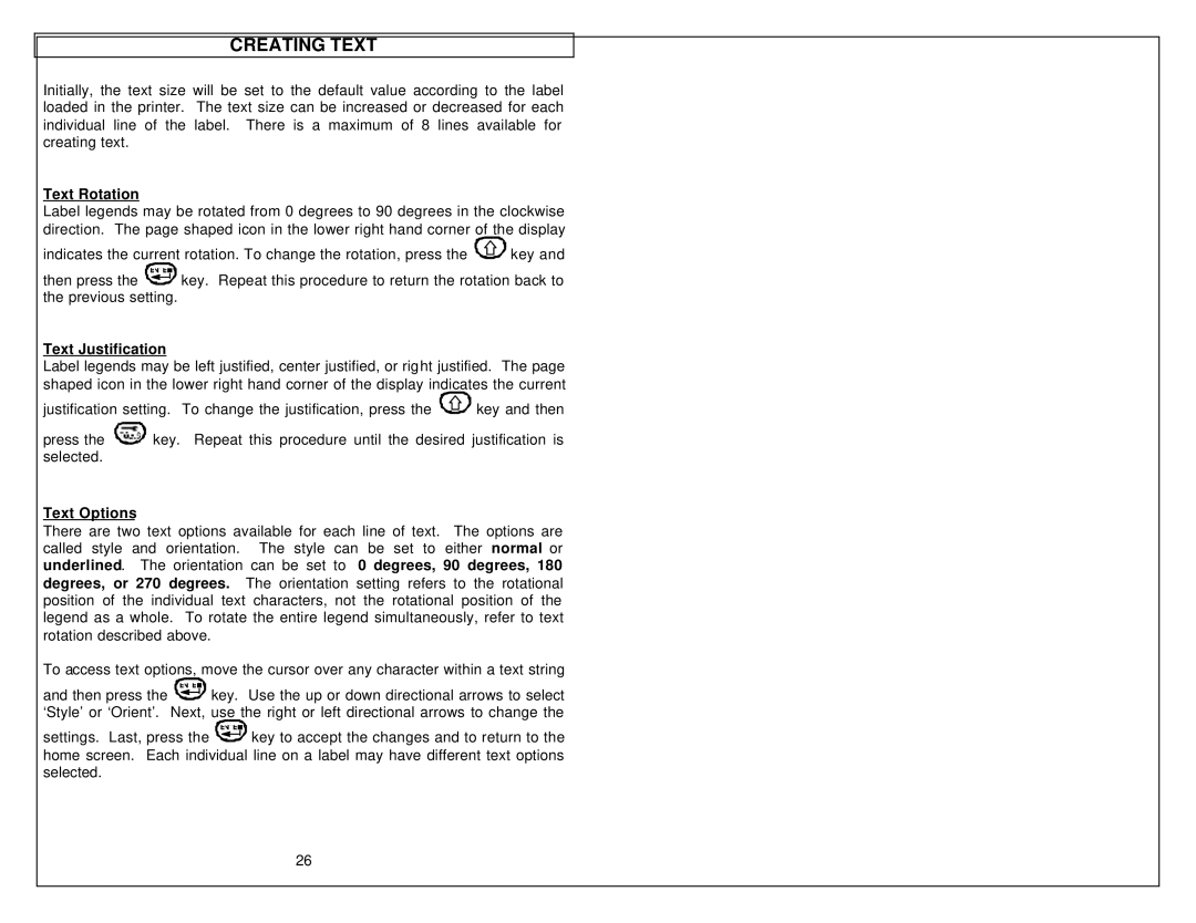 Tamron LS6 quick start Text Rotation, Text Justification, Text Options 