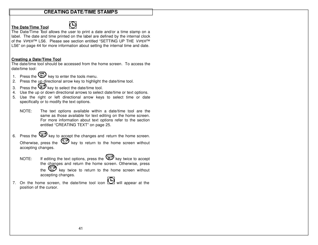 Tamron LS6 quick start Creating DATE/TIME Stamps, Creating a Date/Time Tool 