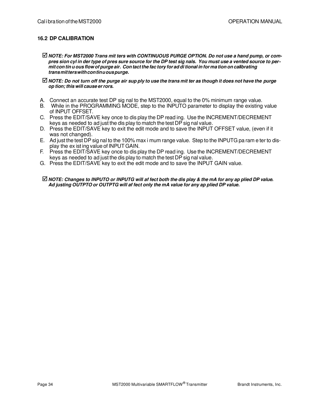 Tamron operation manual Cal i bra tion of the MST2000, DP Calibration 