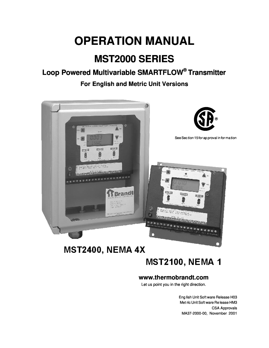 Tamron operation manual For English and Metric Unit Versions, MST2000 SERIES 