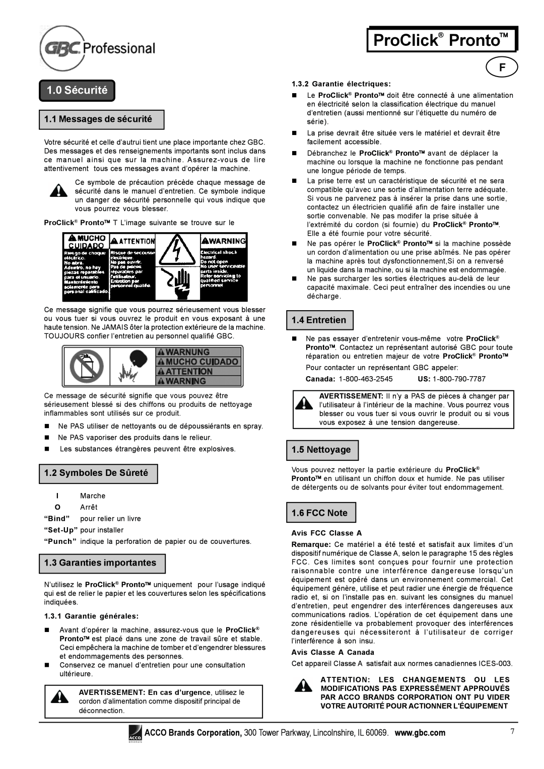 Tamron P2000 1.0 Sécurité, Messages de sécurité, Symboles De Sûreté, Garanties importantes, Entretien, Nettoyage, FCC Note 