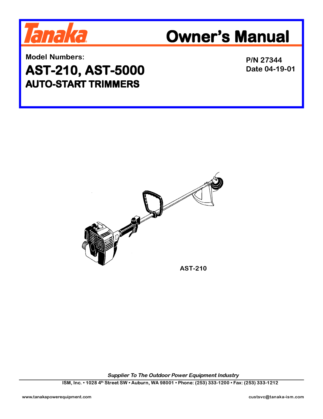 Tanaka manual AST-210, AST-5000 