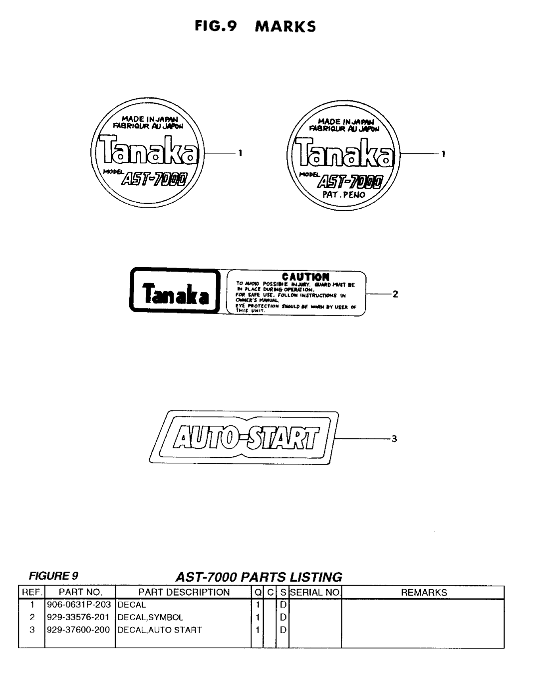 Tanaka AST-7000S manual 