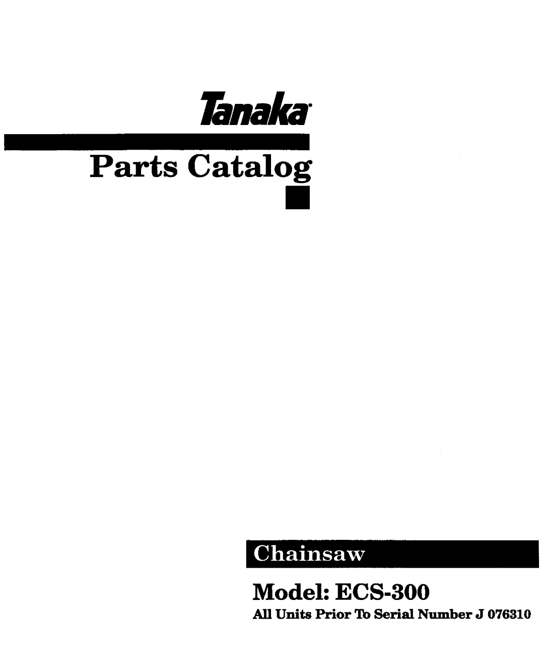 Tanaka ECS-300 manual 