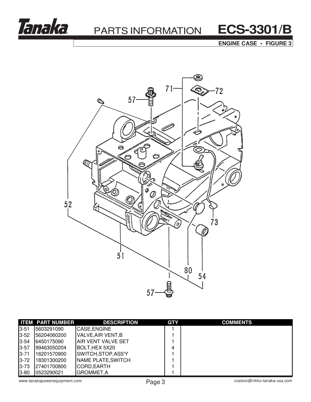 Tanaka ECS-3301/B manual Engine Case Figure 