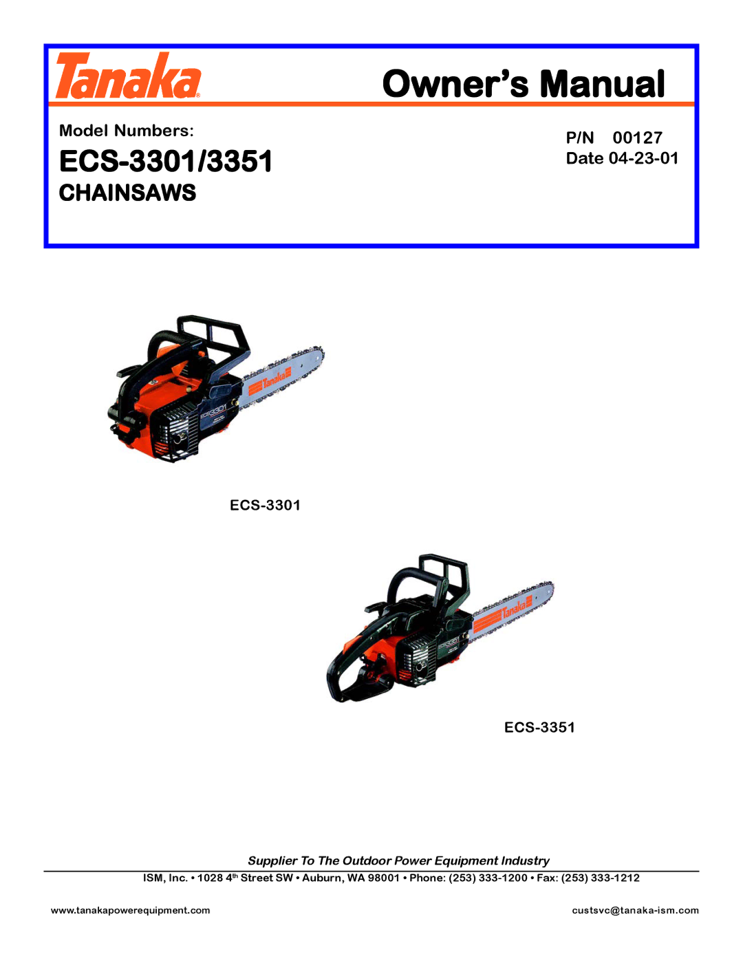 Tanaka ECS-3351 manual ECS-3301/3351 