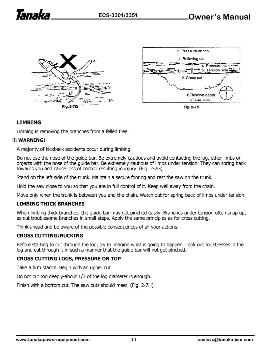 Tanaka ECS-3301, ECS-3351 manual Limbing 