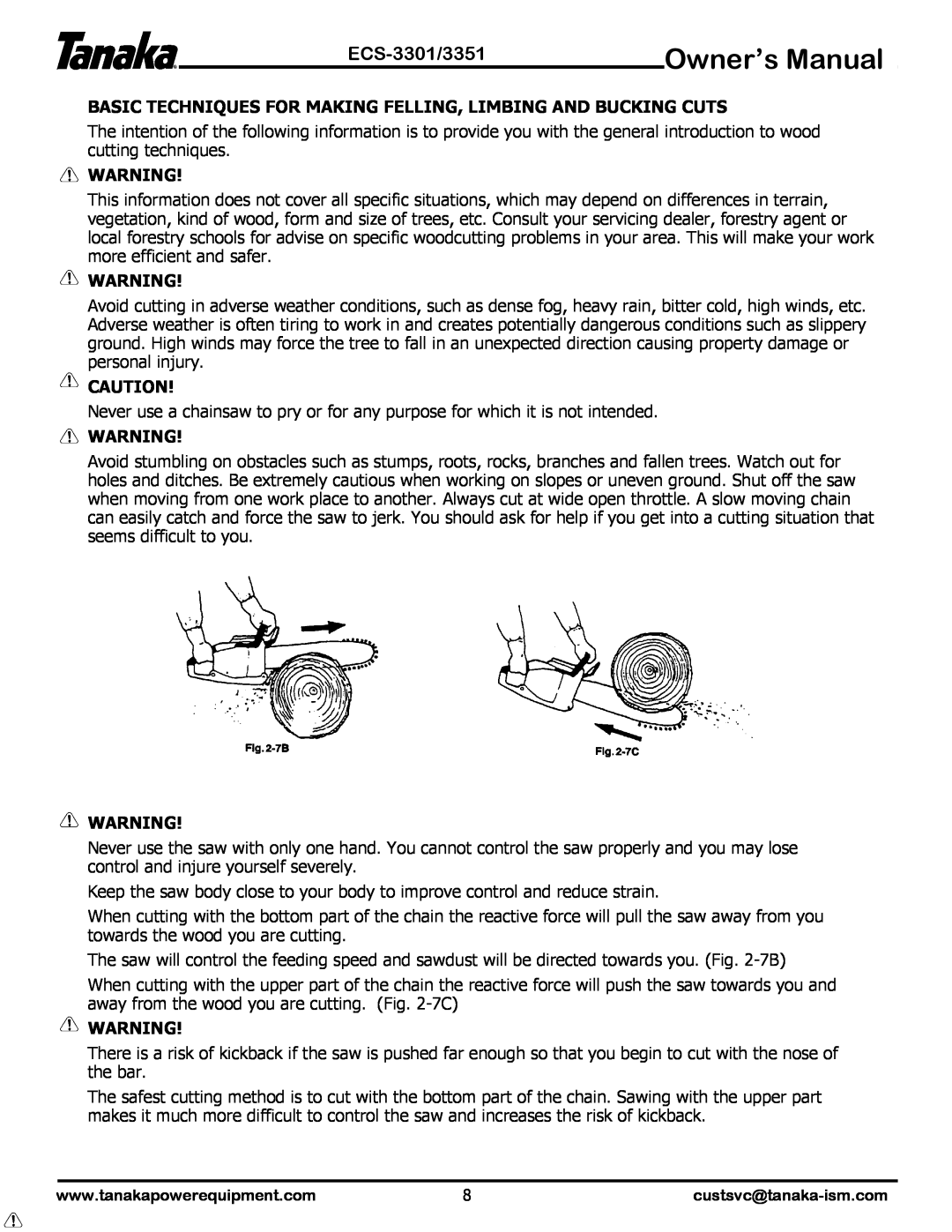 Tanaka ECS-3351 manual ECS-3301/3351, Basic Techniques For Making Felling, Limbing And Bucking Cuts 