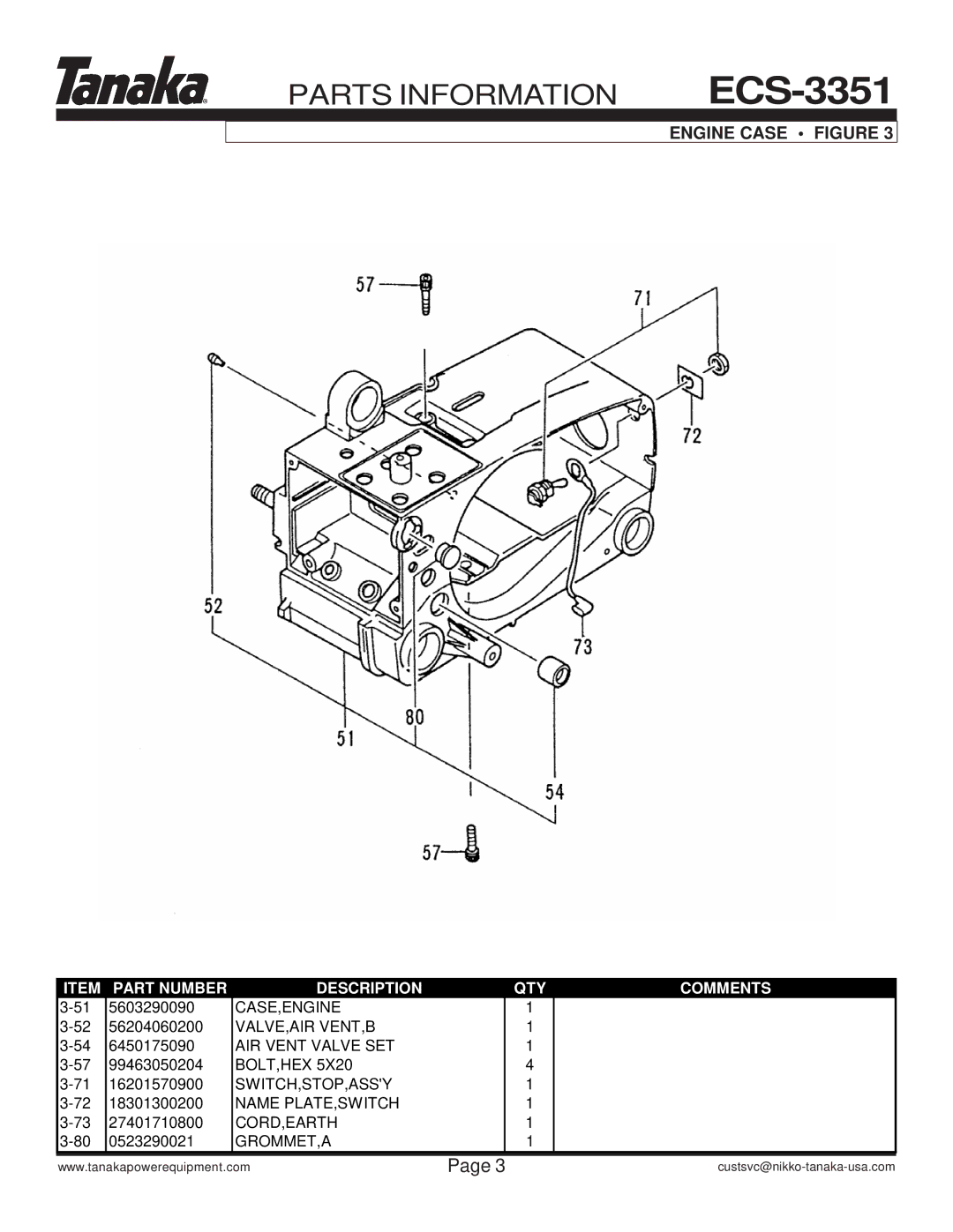 Tanaka ECS-3351/B manual Engine Case Figure 