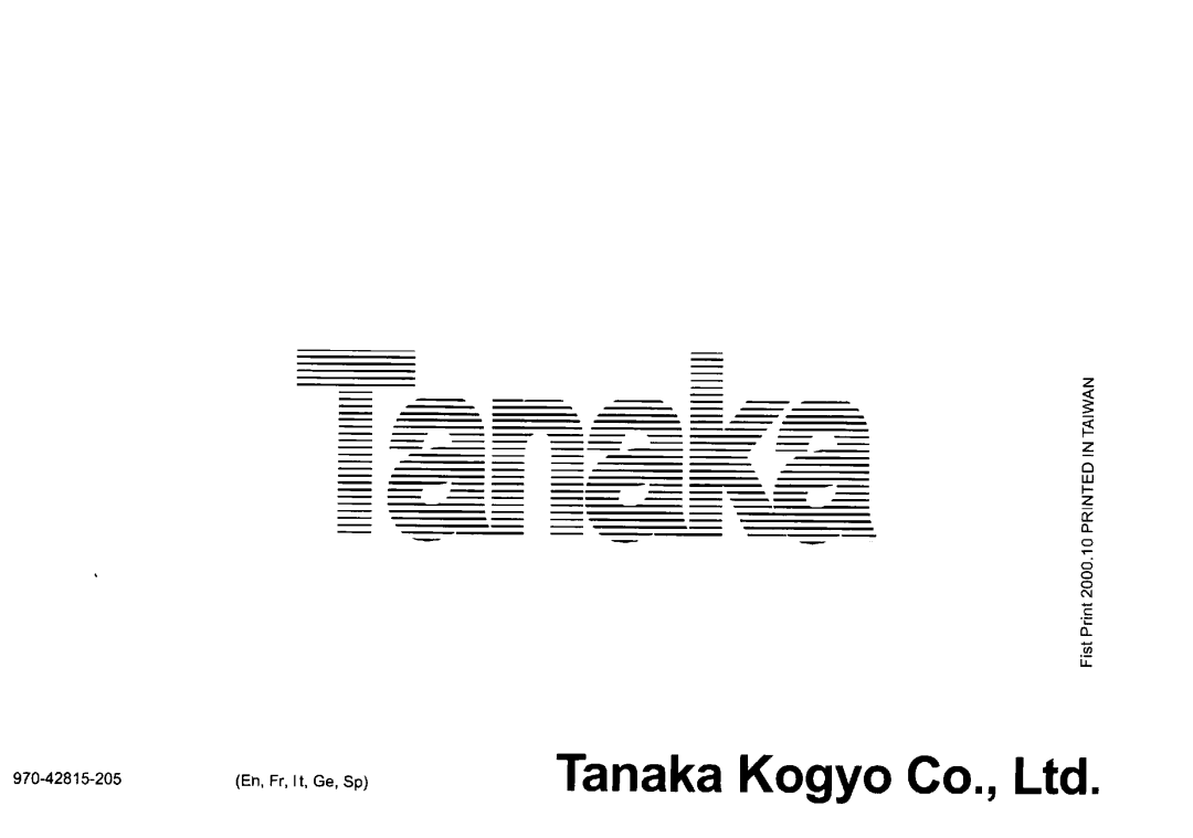 Tanaka ECS-3500, ECS-4000 manual 