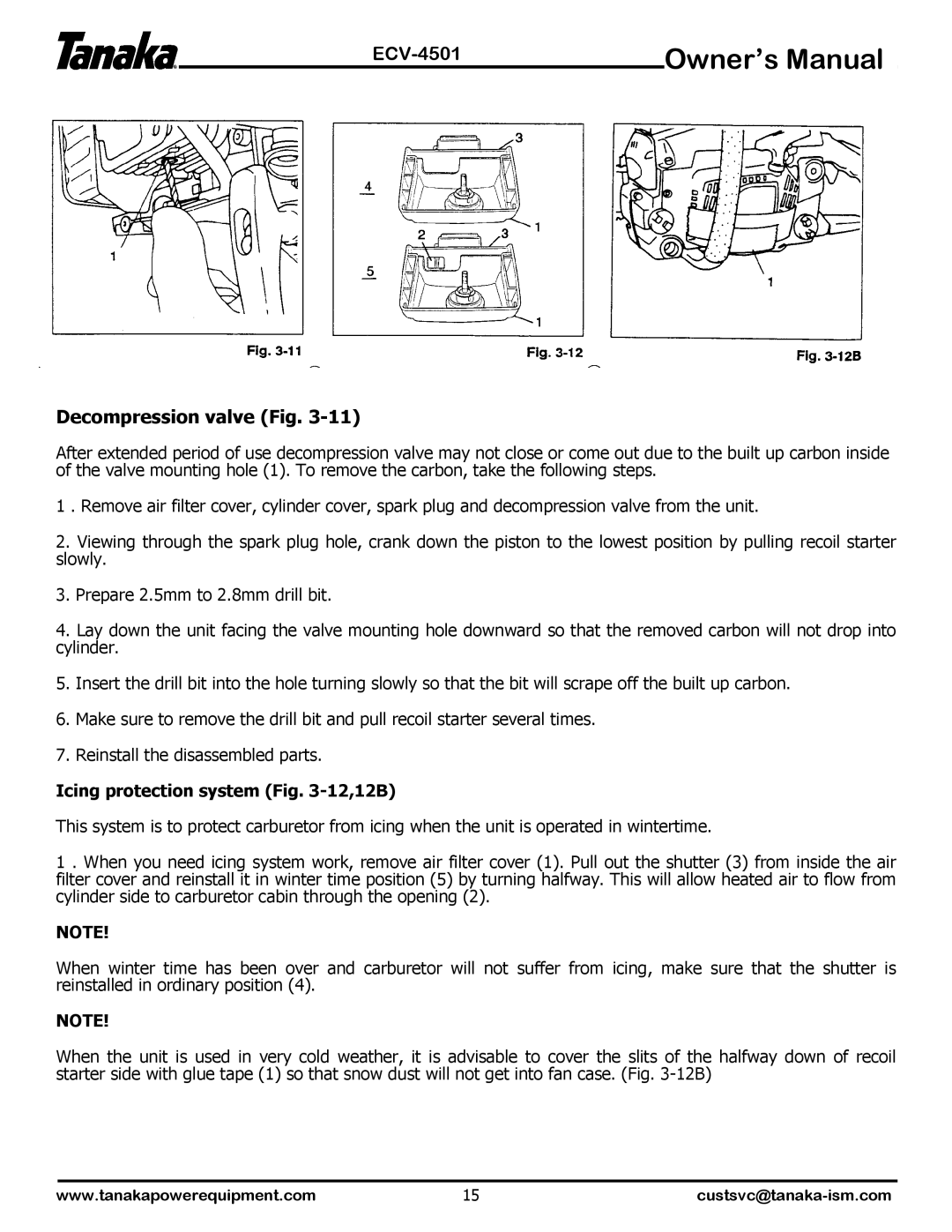 Tanaka ECV-4501 manual Decompression valve Fig, Icing protection system -12,12B 