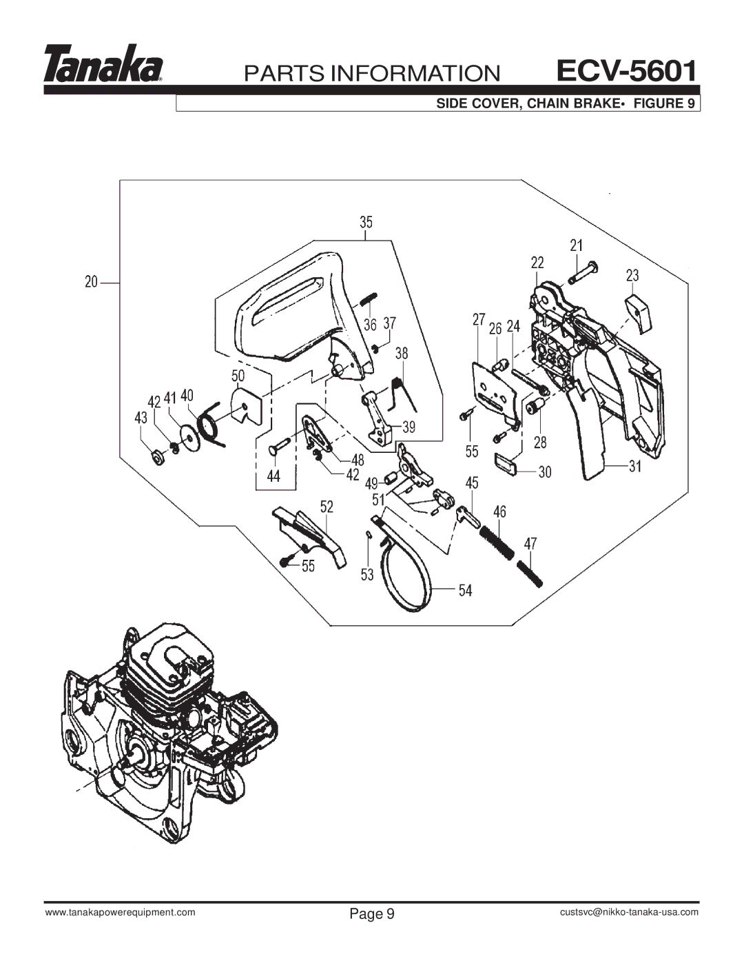 Tanaka ECV-5601 manual Side COVER, Chain Brake Figure 